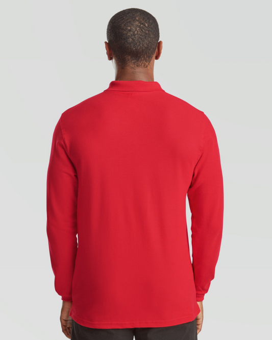 قميص بولو بريميوم كم طويل - أحمر