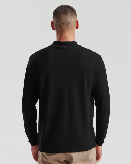 قميص بولو بريميوم كم طويل - أسود