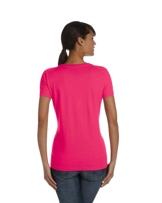 Ladies Valueweight V-Neck Tee - Fuchsia