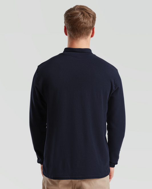 قميص بولو بريميوم كم طويل - كحلي داكن