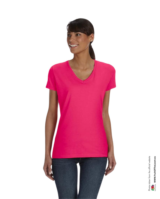 Ladies Valueweight V-Neck Tee - Fuchsia