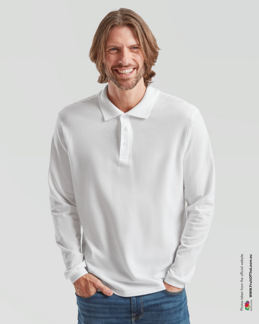 Premium Long Sleeve Polo - White