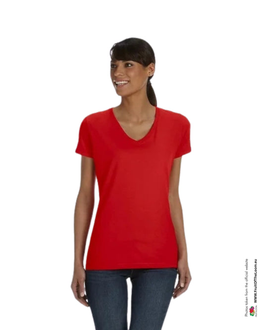 Ladies Valueweight V-Neck Tee - Red