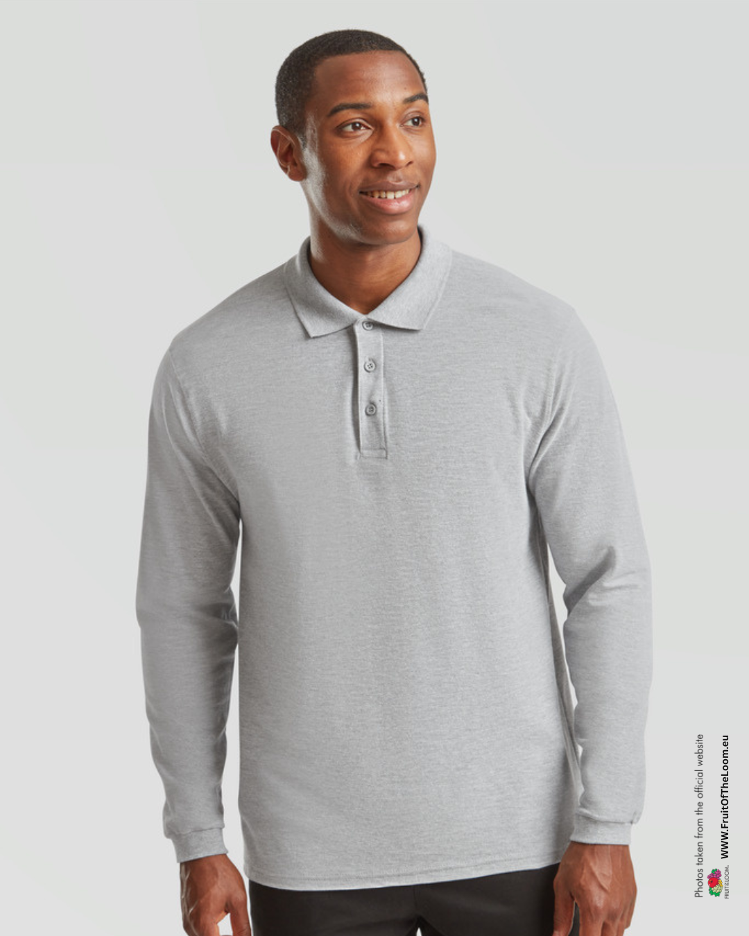Premium Long Sleeve Polo - Heather Gray