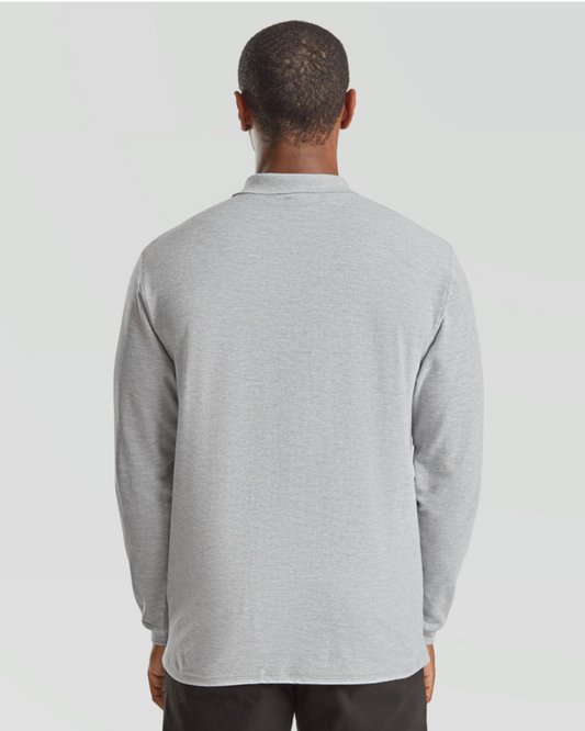 Premium Long Sleeve Polo - Heather Gray