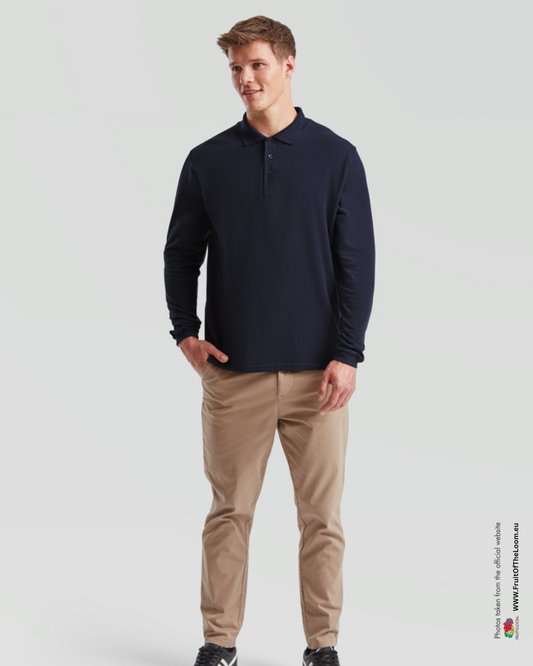Premium Long Sleeve Polo - Deep Navy