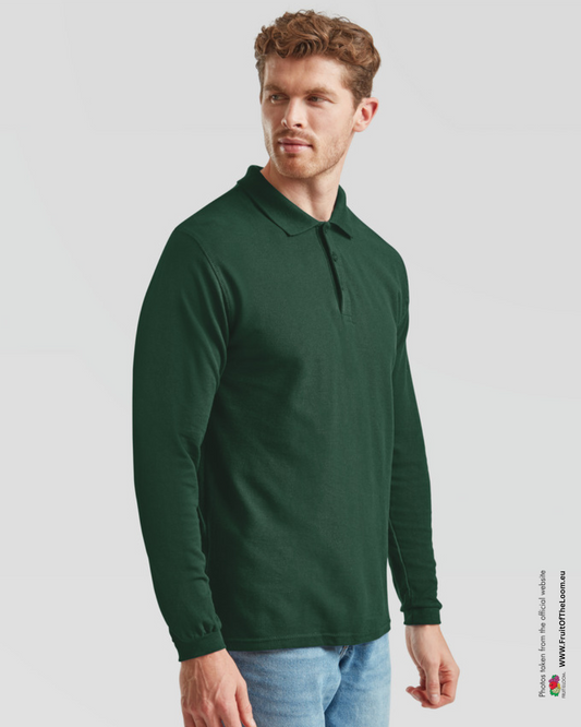Premium Long Sleeve Polo - Bottle Green